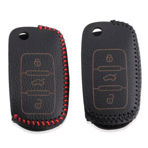 レザー キー カバー 適用: フォルクスワーゲン VW ジェッタ MK6 ティグアン パサート ゴルフ ポロ ボーラ シュコダ オクタヴィア A5 ファビア スペルブ イエティ ブラックライン・レッドライン AL-EE-9214 AL Interior parts for cars