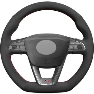 ステアリングホイールカバー 編み上げタイプ ブラックスウェード 適用: /セアト レオン クプラ R レオン ST クプラ レオン ST クプラ アテカ クプラ アテカ FR ブラック 糸・レッド 糸 AL-FF-0702 AL Interior parts for cars