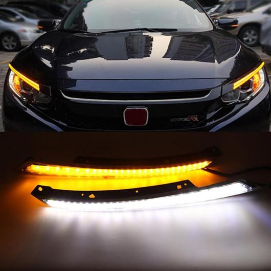 デイタイム ランニング ライト DRL 点滅 ウォーター フロー LED ヘッドライト アイブロー イエロー タ..