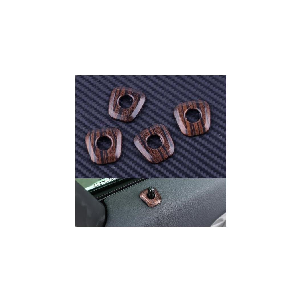 4ピース インテリア ドア ロック ノブ ピン カバー ボタン トリム 木目調 適用: BMW X1 F48 2016 2017 2018 2019 AL-FF-6295 AL Interior parts for cars