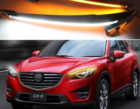 ヘッドライト アイブロー 装飾 イエロー ターンシグナル リレー DRL LED デイタイムランニングライト 適用: マツダ CX-5 CX5 2012-2014 2015 2016 AL-HH-1541 AL Car parts