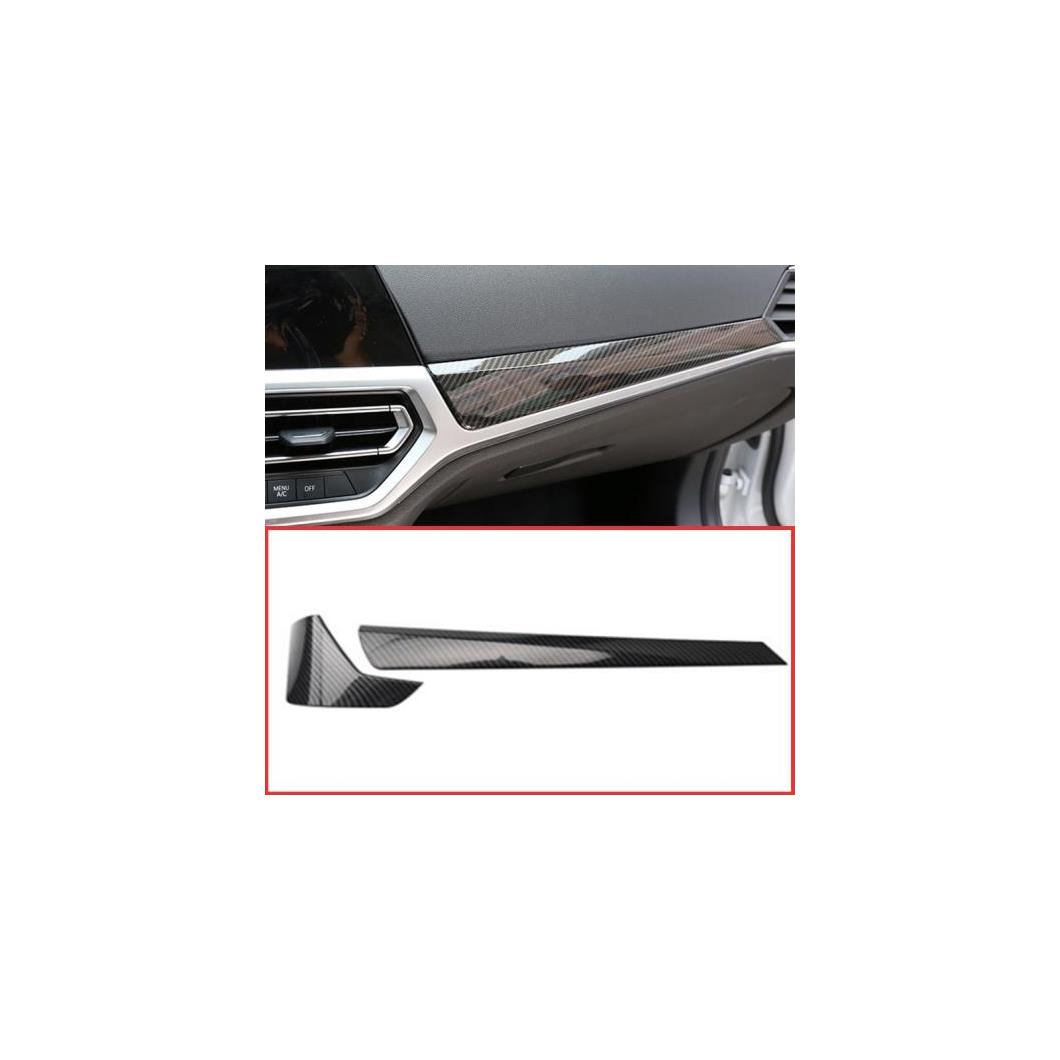 2ピース カーボンファイバー クローム スタイル ABS センター コンソール ダッシュボード 装飾 パネル トリム 適用: BMW 3シリーズ G20 G28 2020 カーボンファイバー・シルバー AL-II-0232 AL Interior parts for cars