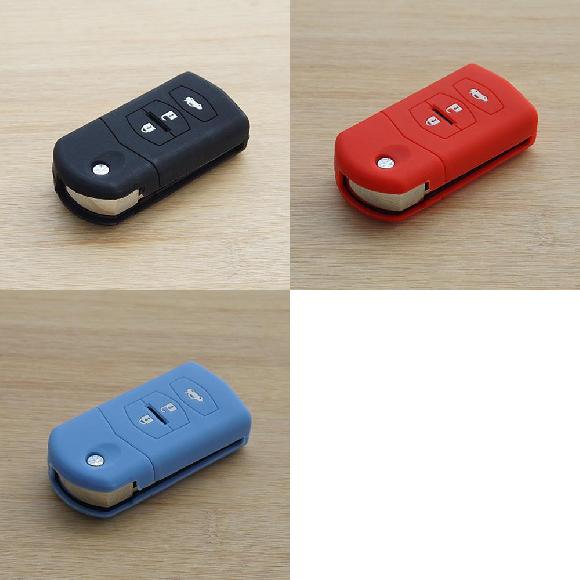 楽天オートパーツエージェンシー2号店キーカバー 適用: MAZDA2 MAZDA3 マツダ 5 MAZDA6 オート シリコン キー カバー キーチェーン リモート カバー ブラック～スカイブルー AL-II-4445 AL key cover