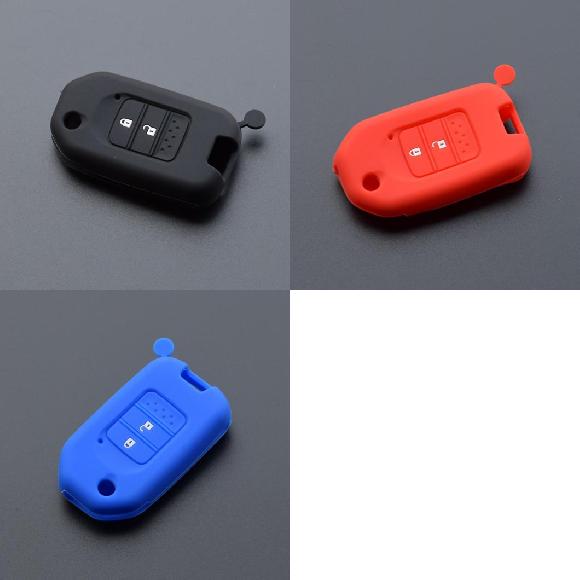 楽天オートパーツエージェンシー2号店キーカバー 適用: ホンダ CRV CR-V CR V アコード シティ シビック ジャズ クライダー HRV フィット シリコン ケース リモート キー 2ボタン 折りたたみ フリップ フォブ ブラック～ブルー AL-II-4496 AL key cover