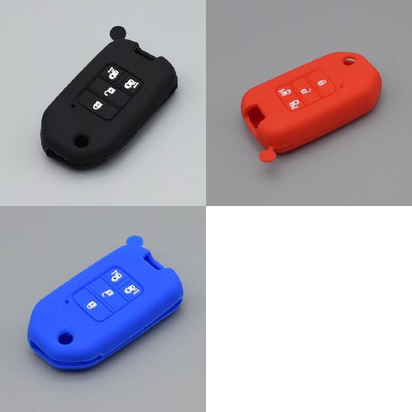 キーカバー シリコン キー カバー ケース 保護 シェル 適用: ホンダ CRV パイロット アコード シビック フィット フリード 4ボタン キーレス キー ブラック～ブルー AL-II-4720 AL key cover
