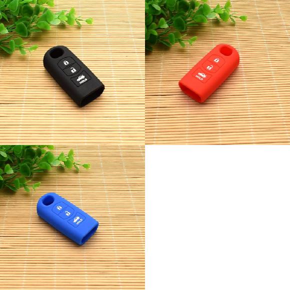 楽天オートパーツエージェンシー2号店キーカバー シリコン キー カバー ホルダー 適用: マツダ 3 5 6 アクセラ CX5 CX7 アテンザ コア ウイング スマート リモート キー ケース 3ボタン マツダ3 MAZDA3 アクセラ ブラック～ブルー AL-II-4724 AL key cover