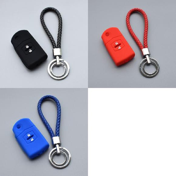 楽天オートパーツエージェンシー2号店キーカバー シリコン ラバー キー カバー ケース 適用: マツダ MAZDA M3 M5 M6 2 3 5 6 M2 2ボタン キー マツダ2 MAZDA2 デミオ マツダ3 MAZDA3 ブラックセット～ブルーセット AL-II-4813 AL key cover