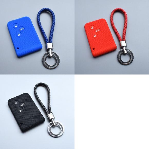 楽天オートパーツエージェンシー2号店キーカバー シリコン ラバー キー ケース カバー 適用: ルノー/RENAULT メガーヌ R.S. セニック 3ボタン カード キー プロテクター ケース シェル ブルーセット～ブラックセット AL-II-4832 AL key cover