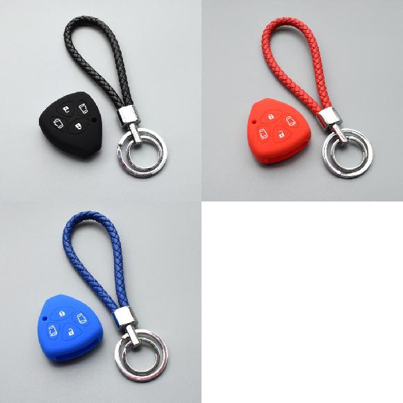 楽天オートパーツエージェンシー2号店キーカバー シリコン ラバー キー ケース カバー シェル 適用: トヨタ カムリ/カローラ/プラド/ヤリス ヴィッツ 4ボタン キー ケース カバー ブラックセット～ブルーセット AL-II-4834 AL key cover