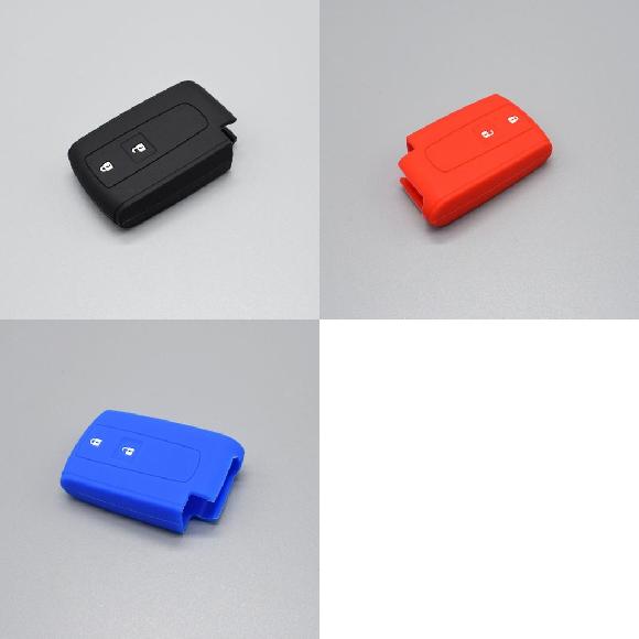 キーカバー シリコン ラバー キー フォブ カバー ケース シェル セット 適用: トヨタ プリウス クラウン アベンシス ヴァーソ 2ボタン リモート キーレス ブラック～ブルー AL-II-4840 AL key cover