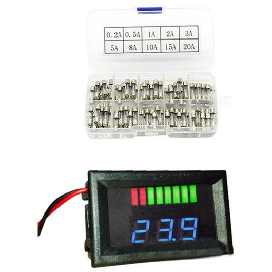 1ピース 12V鉛蓄電池 バッテリー 容量 インジケーター 充電 レベル LED テスター & 100ピース クイック ブロー ガラス チューブ ヒューズ キット AL-JJ-5044 AL Car parts