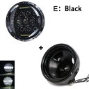 7インチ 80W ドット オートバイ ヘッドランプ エンジェル アイ LED ヘッドライト 7インチ シェル ハウジング ヘッドライト ブラケット 1セット 75W ブラック AL-KK-2649 2輪 AL Motorcycle parts