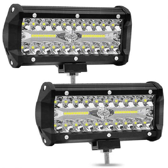 120W 7インチ 防水 コンボ LED ライト バー スポット 投光ランプ ビーム 4X4 SUV ATV 12V 24V ワーク ドライビング オフロード ボート トラクター トラック 2ピース AL-KK-2787 AL Car parts