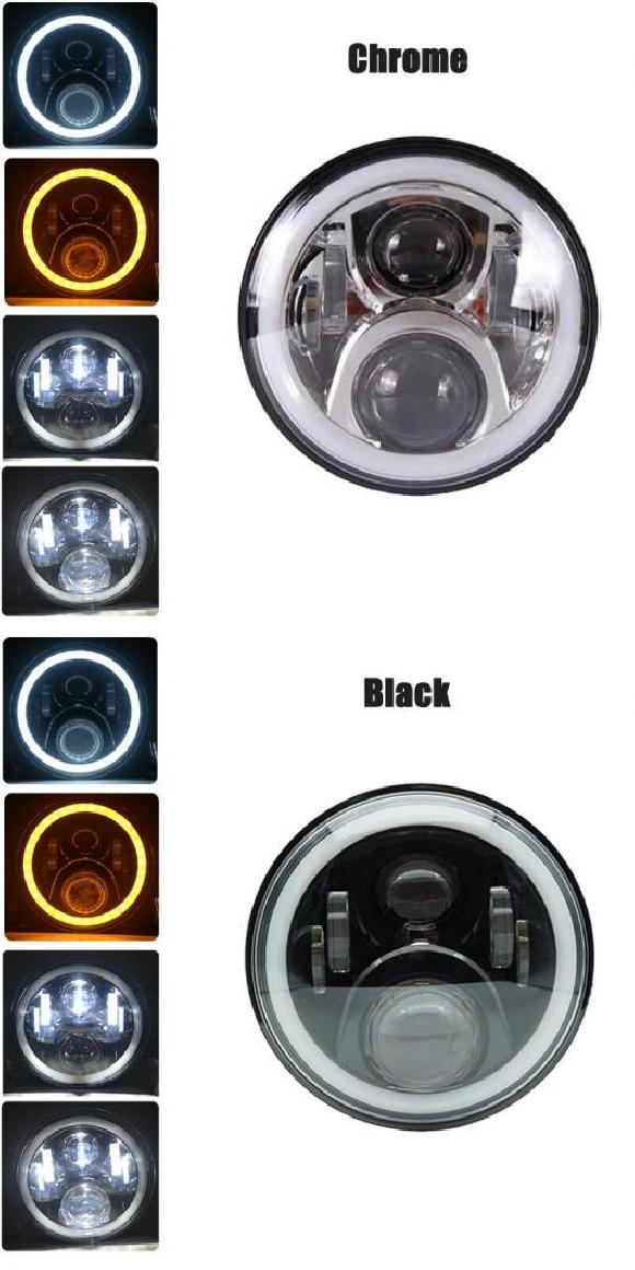 2輪 AL 7インチ LED ヘッドライト 60W LED ヘッドライト 適用: 自動車 オートバイ ハイ ロー ビーム ラウンド プロジェクター ヘッドライト アングル アイ 1ピース AL-KK-2831