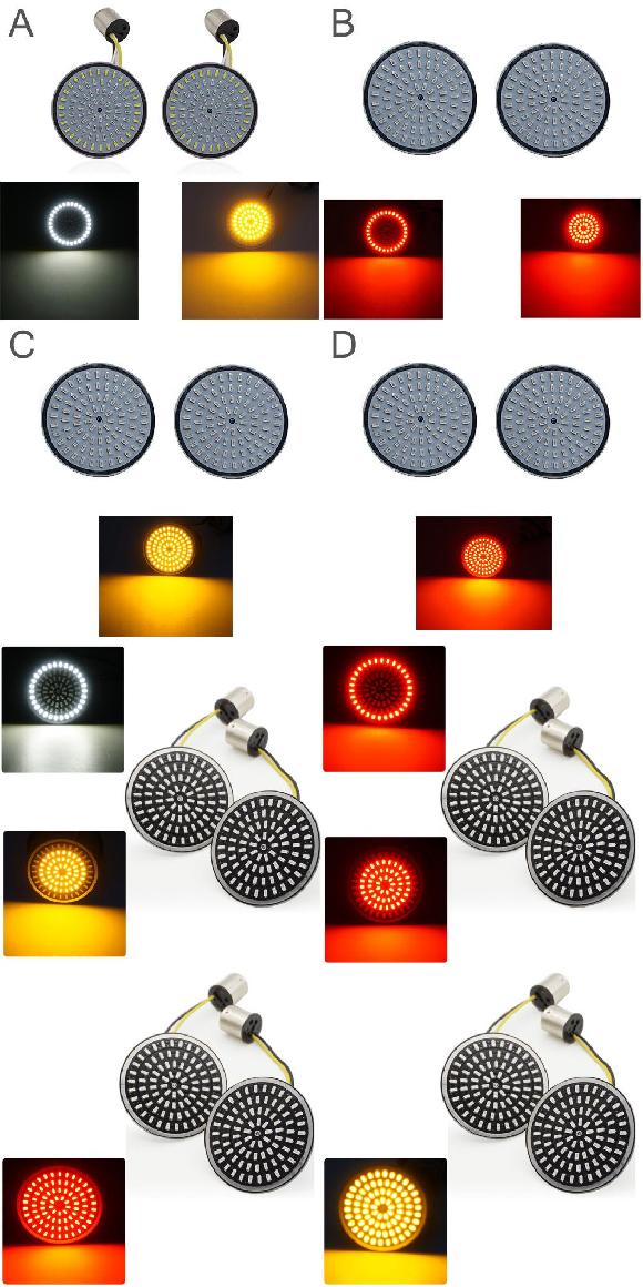 2バレット スタイル フロント 1157 1156 SMD LED パネル バルブ ターンシグナルライト 適用: ツーリング 2ピース ホワイト イエロー～2ピース レッド AL-KK-2833 2輪 AL Motorcycle parts