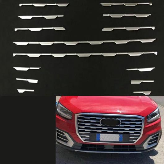 ABS クローム マット グリル ミドル カバー ストリップ フロント センター グリル トリム 装飾 14ピース 適用: アウディ/AUDI Q2 2017 2018 2019 AL-KK-4007 AL Exterior parts for cars