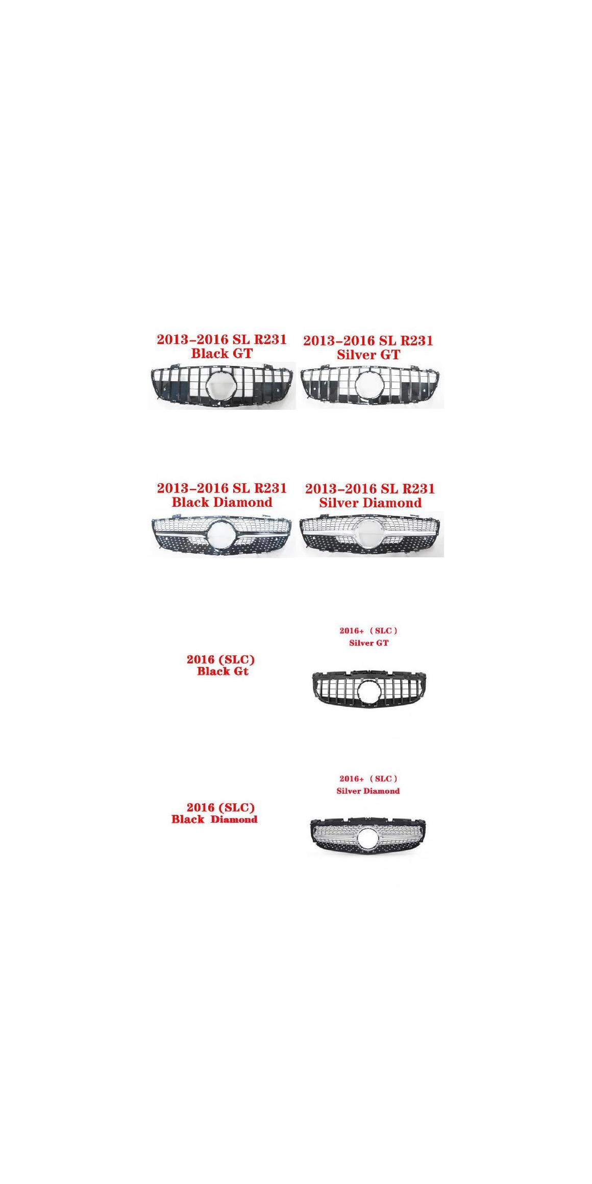 AL ABS プラスチック GT フロント グリル ミドル グリル 適用: メルセデスベンツ X SLK SLC SL S-クーペ R172 R230 R231 W217 C217 スタイル 1～スタイル 20 AL-KK-4373 Exterior parts for cars