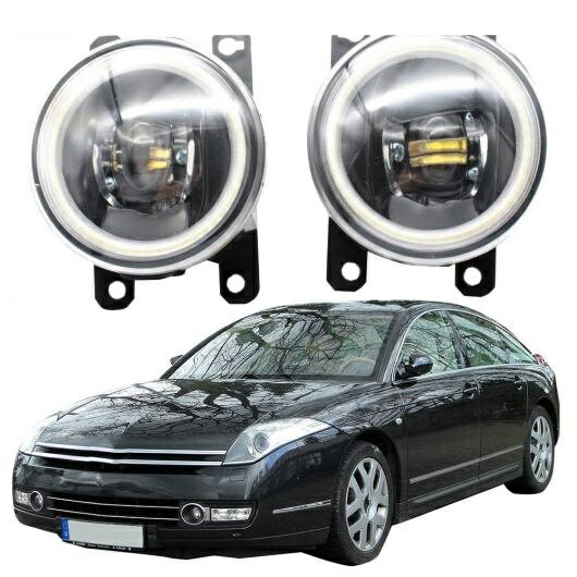 LED フォグライト カットラインレンズ 適用: シトロエン/CITROEN C6 サルーン TD 2005-2012 エンジェルアイ DRL ホワイト エンジェルアイ AL-KK-8102 AL Car light