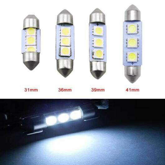 10ピース ホワイト 5050 シップ 3-SMD リード ライト フェストゥーン ドーム LED ライト バルブ 31mm～41mm AL-LL-7072 AL Car parts