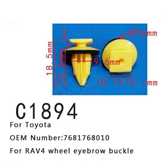 ポジショニング バックル ピン RAV4 ホイール アイブロー バックル 適用: トヨタ 7681768010 50ピース ..
