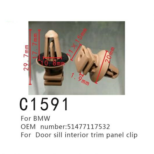 ファスナー ドア シル インテリア トリム パネル クリップ 適用: BMW F20 F21 F22 F25 F26 F30 F31 F32 F34 F35 F36 F80 E60 E61 E63 51477117532 20ピース AL-MM-0889 AL Interior parts for cars