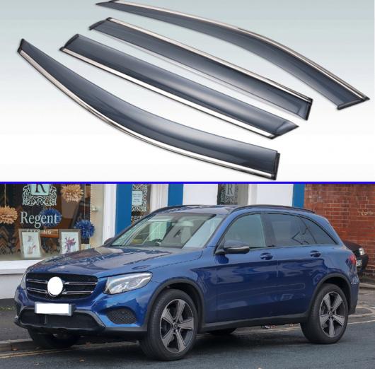 楽天オートパーツエージェンシー2号店適用: メルセデスベンツ GLC-クラス X253 C253 GLC200 220 250 300 350 2016-2019 バイザー 吹き出し口 シェード ウインドウ サン レイン ガード デフレクター 4ピース AL-KK-0325 AL Exterior parts for cars