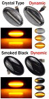 2ピース ダイナミック LED ウインカー ライト サイド マーカー 適用: スマート 450 452＆メルセデス・ベンツ W168 ダイナミック クリスタル・ダイナミック スモーク ブラック AL-NN-6033 AL Car light