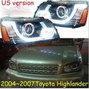 2004 2005 2006 2007 2ピース バンパー ランプ ヘッド ライト 適用: ハイランダー ヘッドライト HID バルブ LED テールライト DRL ヘッドライト トヨタ ハイランダー 2004-2007 AL-OO-0371 AL Car light