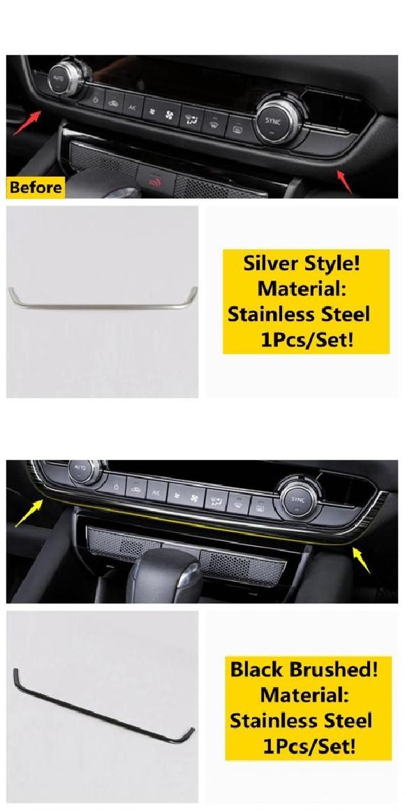 適用: MAZDA6 2019-2021 フロント センター エア コンディション AC パネル ストリップ インテリア カバー キット トリム ステンレス スチール シルバー・ブラック 模様 AL-OO-5116 AL Interior parts for cars