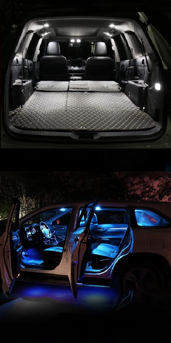 適用: 三菱 アウトランダー 3 2013 2014 2015 2016 2017 2018 2019 2020 11ピース LED バルブ インテリア ランプ キット トランク ライト アクセサリー ホワイト・レイクブルー AL-OO-6206 AL Exterior parts for cars