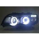 2ピース ヘッドライト 1998-2003 適用: BMW X5 E53 ヘッド ランプ バック ライト エンジェルアイ ブラック ハウジング HID キット E53 フロント ランプ ロー ビームバルブなし AL-OO-8387 AL