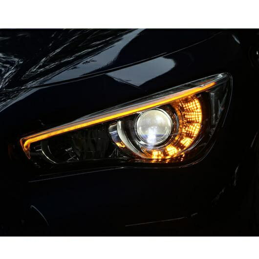 適用: インフィニティ/INFINITI Q50 ヘッドライト 2014-2018 Q50 フル LED ヘッド ランプ LED DRL フロント バイキセノン レンズ ダブル ビーム オール LED AL-OO-8835 AL