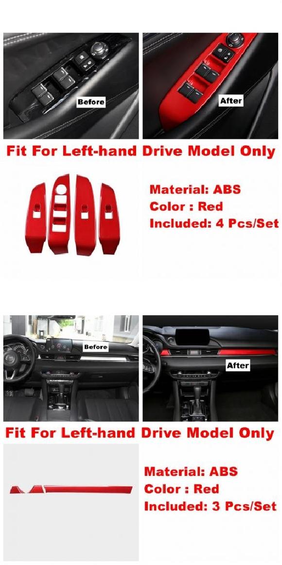 レッド インテリア アクセサリー ドア アームレスト ボウル ギア パネル ステアリング ホイール センター コントロール パネル カバー トリム 適用: MAZDA6 2019-2021 タイプA・タイプM AL-PP-1920 AL Interior parts for cars