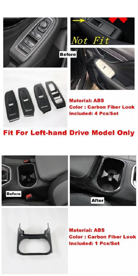 アクセサリー ドア ボウル/リフト ボタン/カップホルダー/天窓/エア AC カバー トリム 適用: スバル アウトバック 2020 2021 カーボン調 タイプA・タイプH AL-OO-9069 AL Interior parts for cars