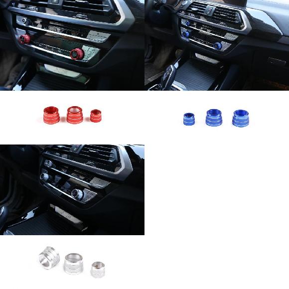 エアコン ノブ 装飾 カバー リング アジャスター トリム カバー 適用: BMW 5 6 7シリーズ GT G30 G38 X3 X4 G01 G02 レッド～シルバー AL-PP-2463 AL Interior parts for cars