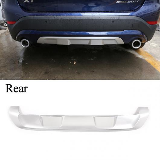 2ピース 適用: BMW X1 F48 2020-2021 モデリング ABS クローム フロント + リア バンパー ディフューザー プロテクター ガード スキッド プレート トリム リア AL-PP-2667 AL Exterior parts for cars