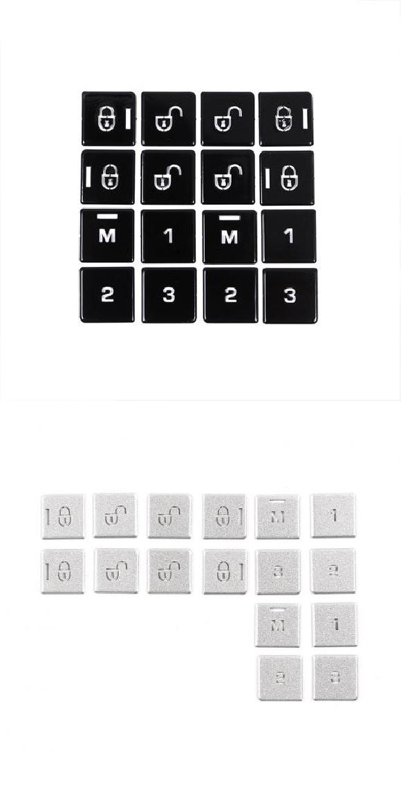 16ピース ドア シート メモリー アジャスター プッシュ ボタン トリム カバー ステッカー 適用: ランド ローバー/ROVER レンジ ローバー/ROVER ヴォーグ 2013-2017 ブラック・シルバー AL-PP-3371 AL Interior parts for cars