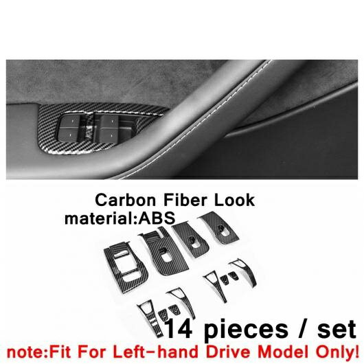 インナー ドア アームレスト ウインドウ リフト コントロール パネル カバー ボタン トリム カーボンファイバー インテリア キット 適用: テスラ/TESLA モデル 3 Y 2018-2022 タイプ3 AL-PP-4256 AL Interior parts for cars