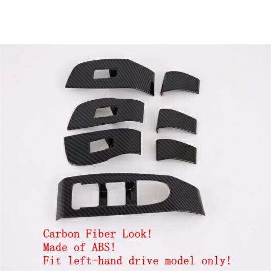 ドア アームレスト パネル ハンドル ホルダー ウインドウ リフト スイッチ ボタン カバー トリム ステッカー ABS/ステンレス スチール 適用: MAZDA3 CX-30 2020 カーボン調 AL-PP-4414 AL Car parts