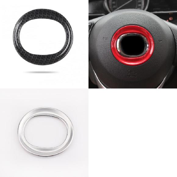 1ピース ABS 適用: マツダ CX-5 CX-4 アテンザ ステアリング ホイール ロゴ 装飾 リング ロゴなし ブラック～シルバー AL-PP-5622 AL Interior parts for cars