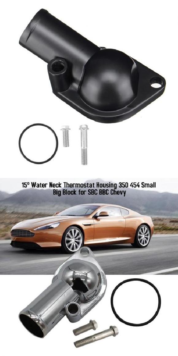 SBC BBC ウォーター ネック サーモスタット ハウジング 15° 適用: シボレー/CHEVROLET 350 454 スモール ビッグ ブロック ブラック・シルバー AL-PP-8778 AL Car parts(2)