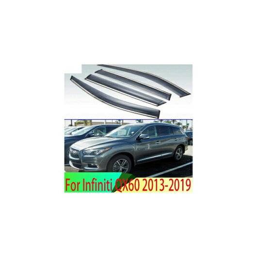 適用: インフィニティ/INFINITI QX60 2013-2019 プラスチック エクステリア バイザー 吹き出し口 シェード ウインドウ サン レイン ガード デフレクター 4ピース AL-QQ-4507 AL Exterior parts for cars
