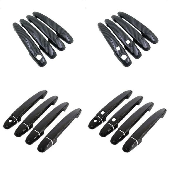 適用: トヨタ マーク X 2004-2009 光沢ブラック カーボンファイバー クローム ドア ハンドル カバー トリム ステッカー オーバーレイ スタイリング アクセサリー AL-RR-1030 AL Car parts