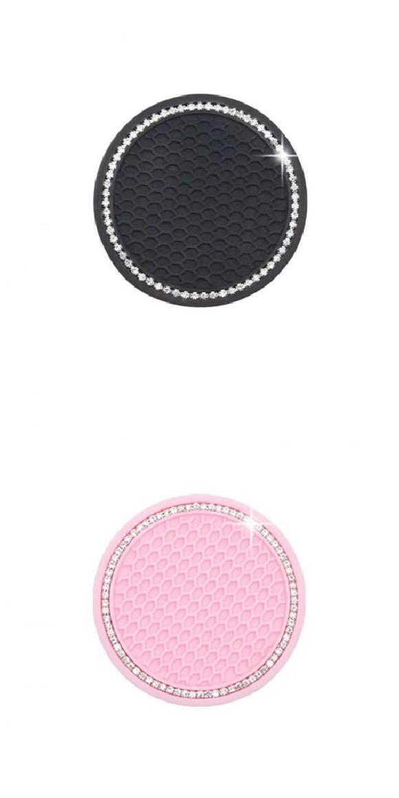 ドリンクホルダー パッド 滑り止め ラインストーン 装飾 オート インテリア カップ ボトル ダスト プル..