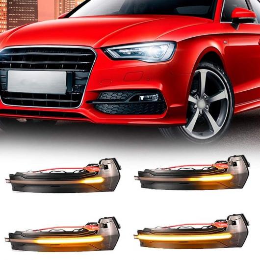 2PC フロー バックミラー ダイナミック シーケンシャル ミラー フロー LED ターンシグナルライト 適用: アウディ/AUDI A3 S3 RS3 8V 12-アップ ブラック スモーク レンズ AL-SS-0515 AL Car parts