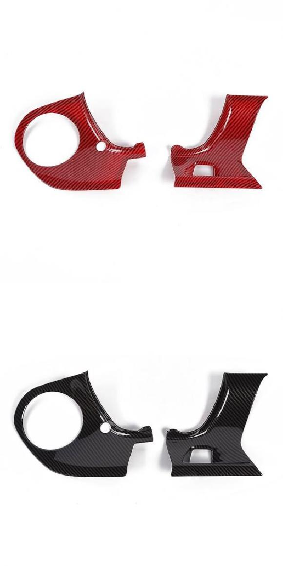 ABS カーボンファイバー調 センター コンソール ダッシュボード パネル 装飾 カバー トリム ステッカー アクセサリー レッド カーボン 2ピース・ブラック カーボン 2ピース AL-RR-2602 AL Car parts