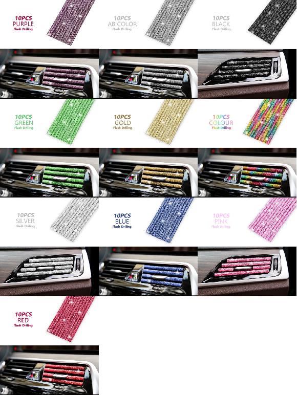 10ピース 20cm ユニバーサル エア コンディション 装飾 ストリップ ラインストーン インテリア タイプA..