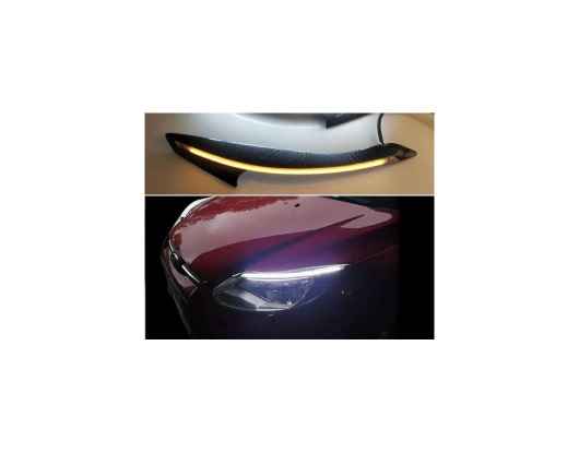 2ピース ヘッドライト アイブロー 装飾 ターンシグナル DRL LED デイタイムランニングライト 適用: フ..