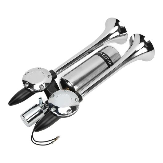 300DB エア ホーン 亜鉛 合金 クローム メッキ ダブル チューブ ラウドスピーカー 適用: 電車 船 SUV R..