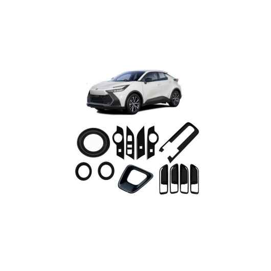 適用: トヨタ CHR C-HR 2024 2025 ABS ピアノ ブラック インテリア アクセサリー ギア シフト パネル ウインドウ スイッチ ボタン スター ストップ ボタン トリム 6点セット SR-AA-4123 Interior parts for cars